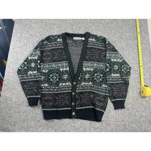 Vintage Bugle Boy Cardigan Sweater Mens Large Multicolor Granpa Grunge Knit 90s